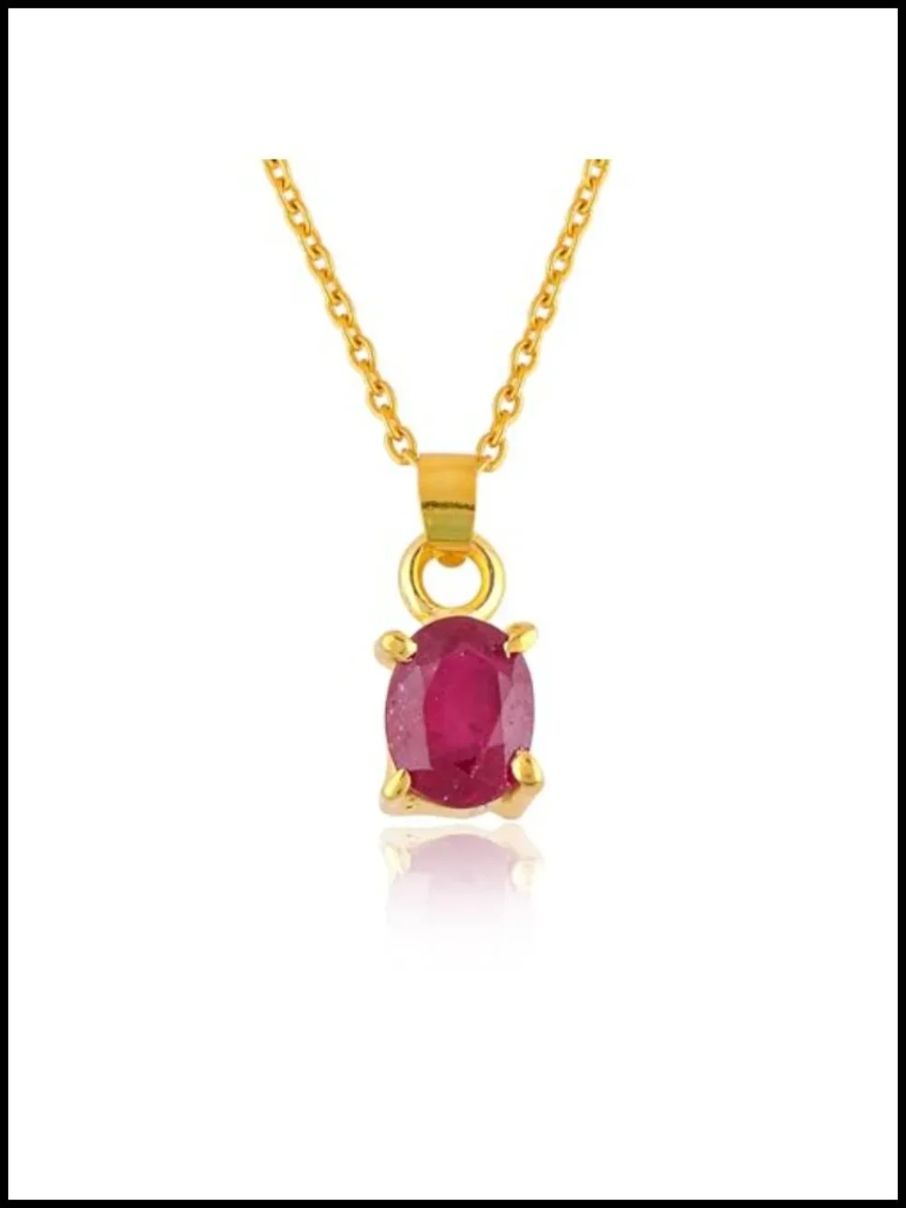Natural Ruby Gemstone Crystal Pendant Necklace, 925 Sterling Silver with Gold
